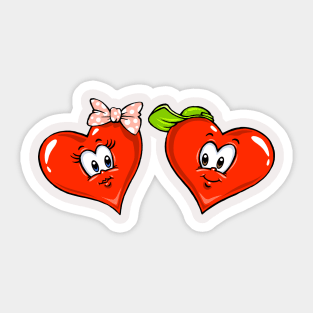 Boy and Girl Hearts Sticker